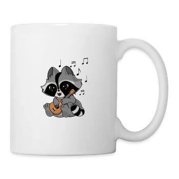 Snuggles the raccoon plays guitar - Mug - white - Right