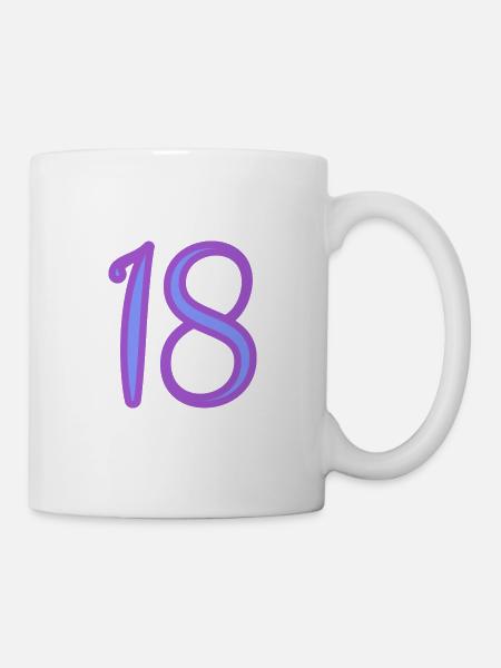 18. 18 ANS. 18e ANNIVERSAIRE. ANNIVERSAIRE 18 ANS. - Mug blanc - blanc