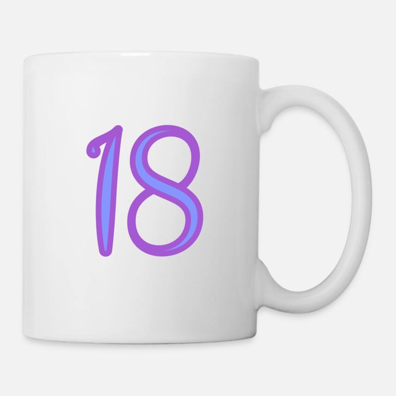 18. 18 ANS. 18e ANNIVERSAIRE. ANNIVERSAIRE 18 ANS. - Mug blanc - blanc