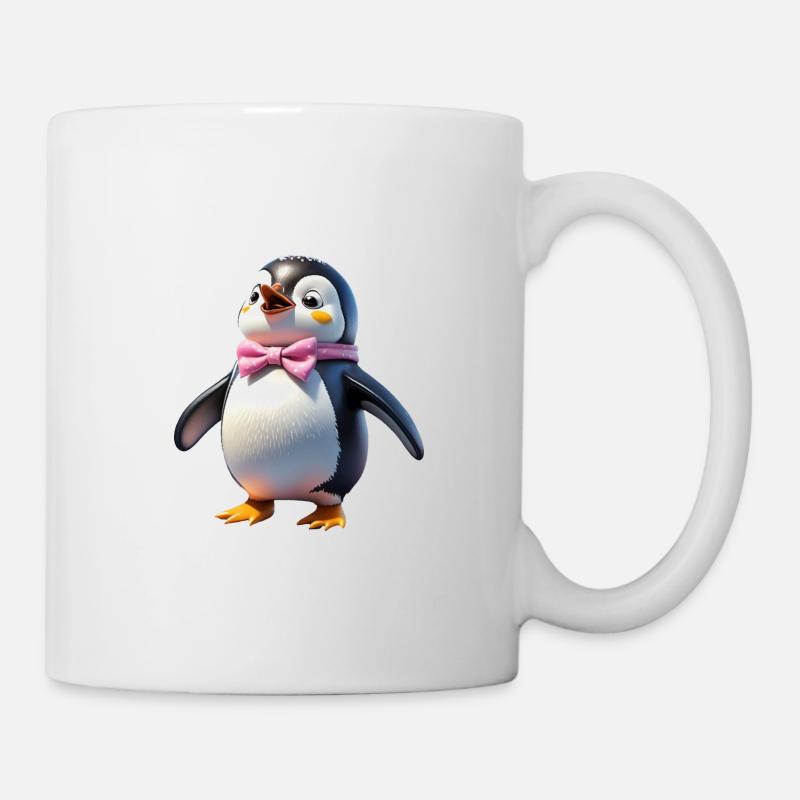 Pinguin Sandra sieht ihre Freunde - Tasse - Weiß