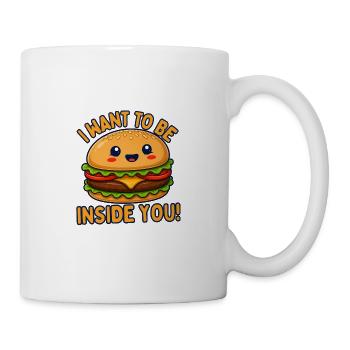 Süßer Burger Cartoon mit Spruch - Tasse - Weiß - Rechts