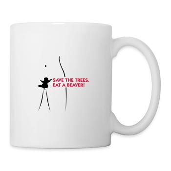 Rette die Bäume. Esst einen Biber. - Tasse - Weiß - Rechts