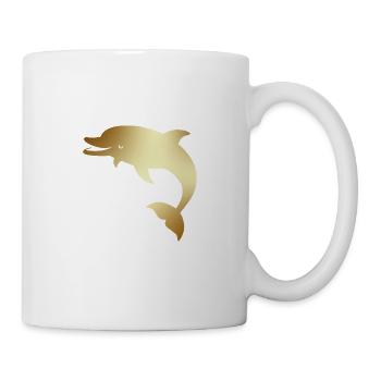 Ästhetische lustige Gold Delphin - Tasse - Weiß - Rechts