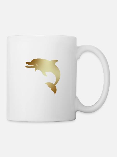 Ästhetische lustige Gold Delphin - Tasse - Weiß