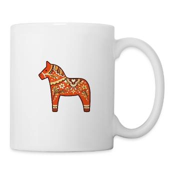 Retro 70s Swedish Dala Horse Folk Art Design - Tasse - Weiß - Rechts