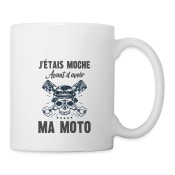 j'étais moche avant d'avoir ma moto - Mug blanc - blanc - Droite