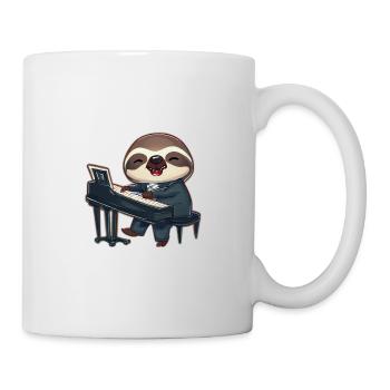 Paresseux au piano - Mug blanc - blanc - Droite