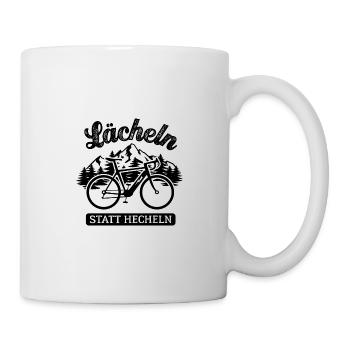 E-Bike - Lächeln statt hecheln - Geschenk - Tasse - Weiß - Rechts