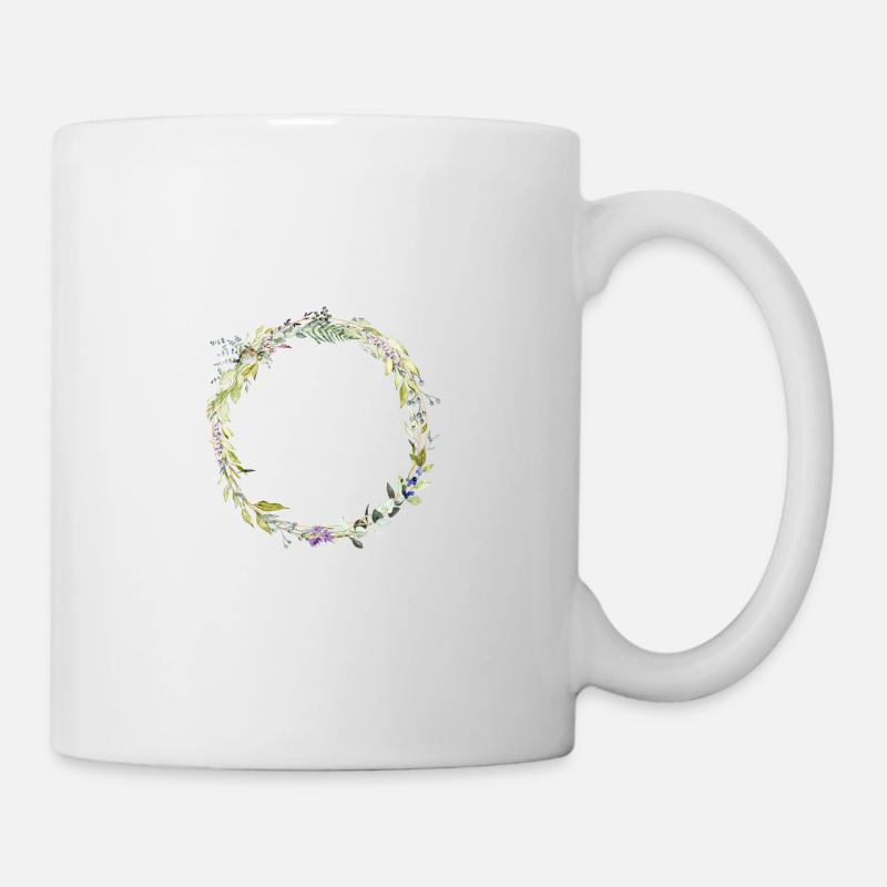 Eukalyptus-Kranz, minimal, personalisierbar - Tasse - Weiß