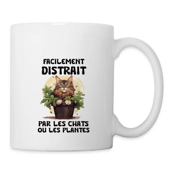 facilement distrait par les chats et les plantes - Mug blanc - blanc - Droite