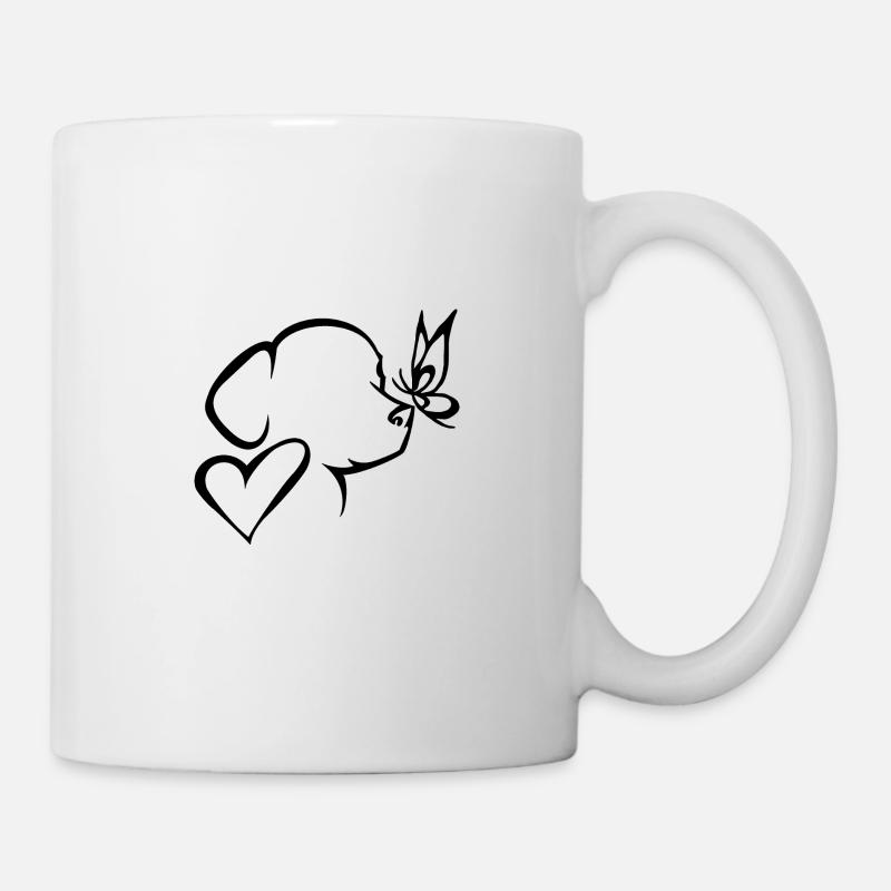 Hund Herz Schmetterling - Tasse - Weiß