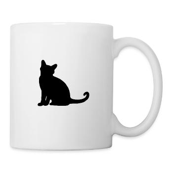 Katze Silhouette Sitzen - Tasse - Weiß - Rechts
