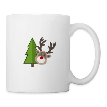 Weihnachtsrentier: Die rote Nase & der Tannenbaum - Tasse - Weiß - Rechts