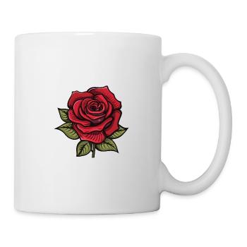 Rose Blume - Tasse - Weiß - Rechts