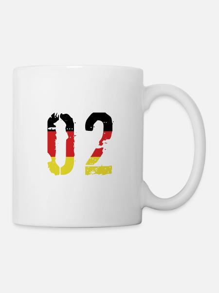 2 Zahl Deutschland Trikot - Tasse - Weiß