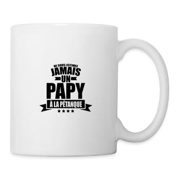 ne sous estimez jamais un papy a la pétanque - Mug blanc - blanc - Droite