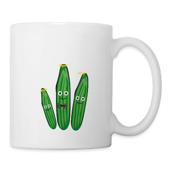 gurken familie,gurken,gurke,fliege, Heiligenschein - Tasse - Weiß - Rechts