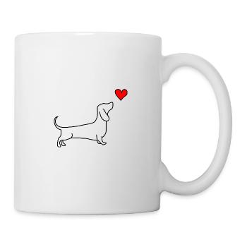 Dackel Hund Liebe Herz - Tasse - Weiß - Rechts