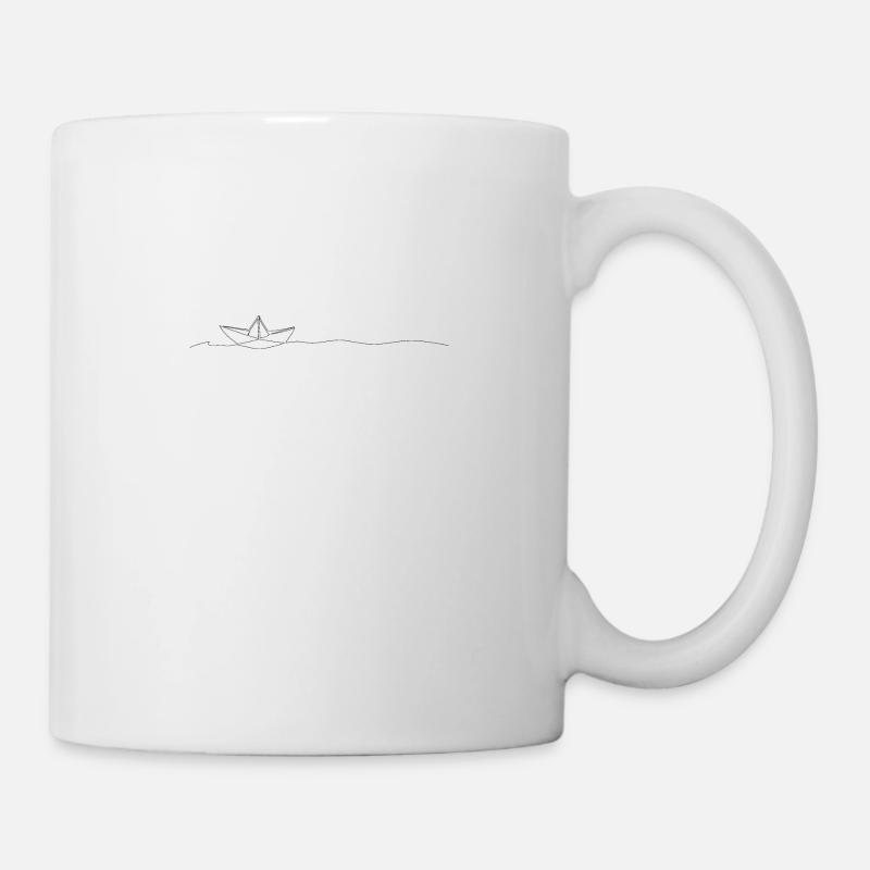 Line Art paper ship on water - Mug - white