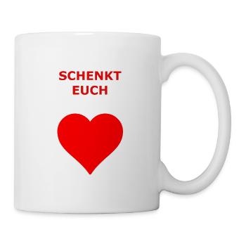 Schenkt Euch Liebe, 1LIVE, Weihnachten, Herz - Tasse - Weiß - Rechts