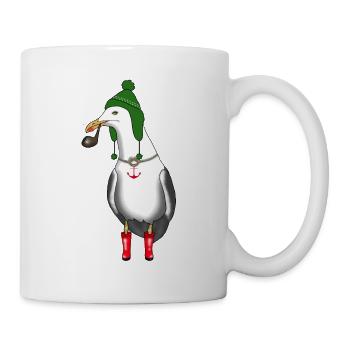 Möwe Meer Küste Winter Geschenkidee - Tasse - Weiß - Rechts