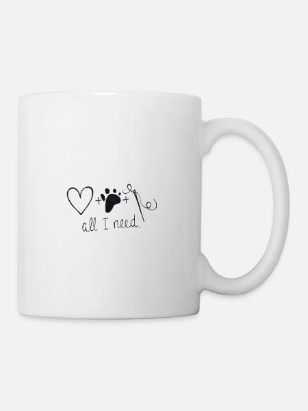 All I Need LOVE DOG / CAT SEWING sewing gift idea - Mug - white