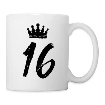 16 Zahl Krone - Tasse - Weiß - Rechts
