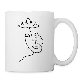 Minimalist head with lotus flower - Mug - white - Right
