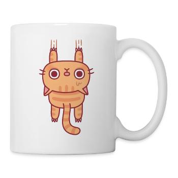 Drôle de chat tigré accroché avec des griffes - Mug blanc - blanc - Droite