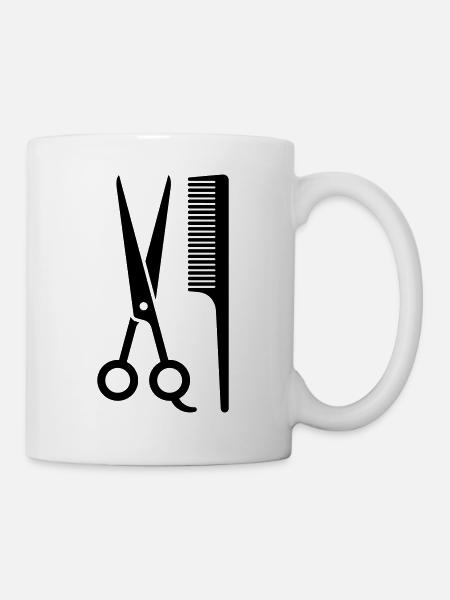Haarschere und Kamm - Tasse - Weiß