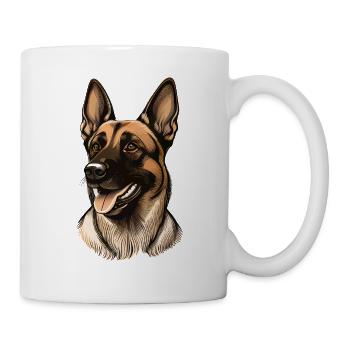 Porträt von Schäferhund Malinois Hund - Tasse - Weiß - Rechts