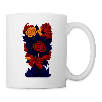 Flowers (dark blue, red, yellow) - Mug - white - Right