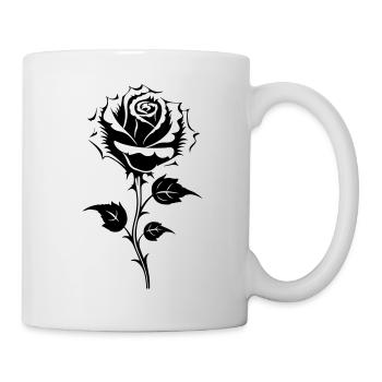 Rose Silhouette Blume - Tasse - Weiß - Rechts