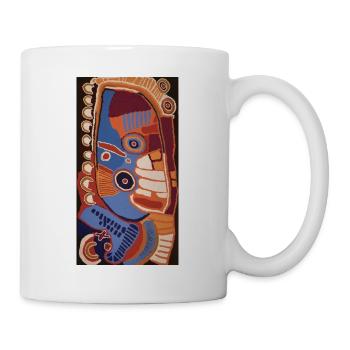 peinture aborigène bleu rouge - Mug blanc - blanc - Droite
