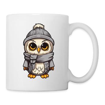Owl Winter Cozy Comic Beanie - Mug - white - Right