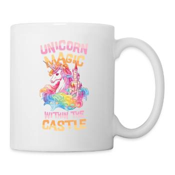 Einhorn Regenbogen Schloss Bunt Magie Fantasie - Tasse - Weiß - Rechts