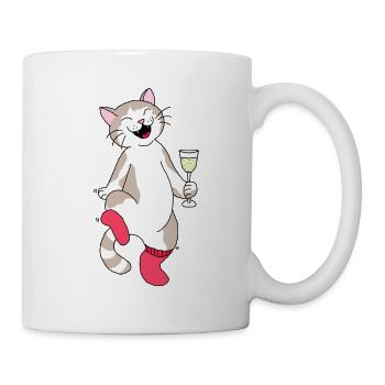 Be.... hat die Katze Socken an - Tasse - Weiß - Rechts