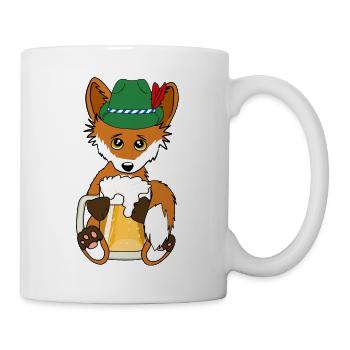 Bayrisches Volksfest Bier Fuchs Bayern Hut Oktober - Tasse - Weiß - Rechts