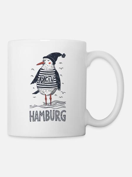 Hamburg Moin Möwe Matrose Kapitän Seemann Hafen - Tasse - Weiß
