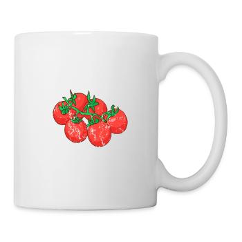 Retro vintage grunge style tomatoes - Mug - white - Right
