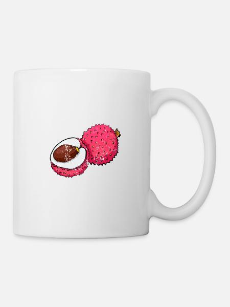 Retro Vintage Grunge Style Litschi Lychee - Tasse - Weiß
