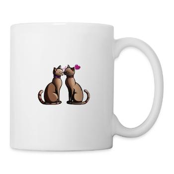 Katzen verliebt Valentinstag Kinder - Tasse - Weiß - Rechts