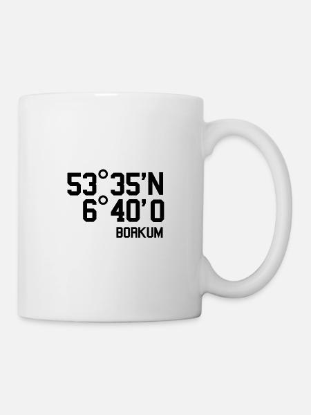 Borkum Koordinaten Nordsee Urlaub Idee - Tasse - Weiß