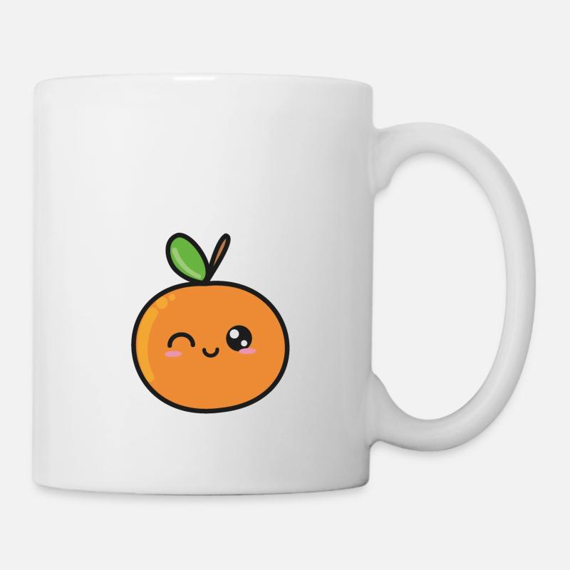 Słodki pomarańczowy Rysunek Kawaii - Kubek - biały