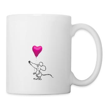 Maus mit Herz Ballon romantisches Symbol - Tasse - Weiß - Rechts