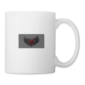 Flügelherz mit Flammen und Schädeln - Tasse - Weiß - Rechts