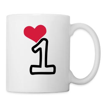 Nombre 1 et coeur rouge - Mug blanc - blanc - Droite