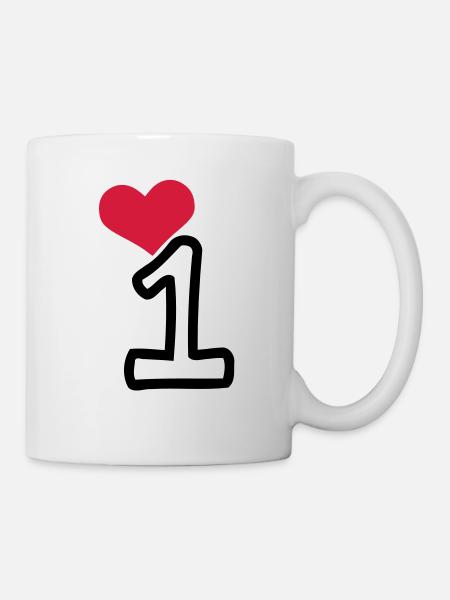 Number 1 & red heart - Mug - white