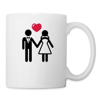Bride and groom with heart - Mug - white - Right
