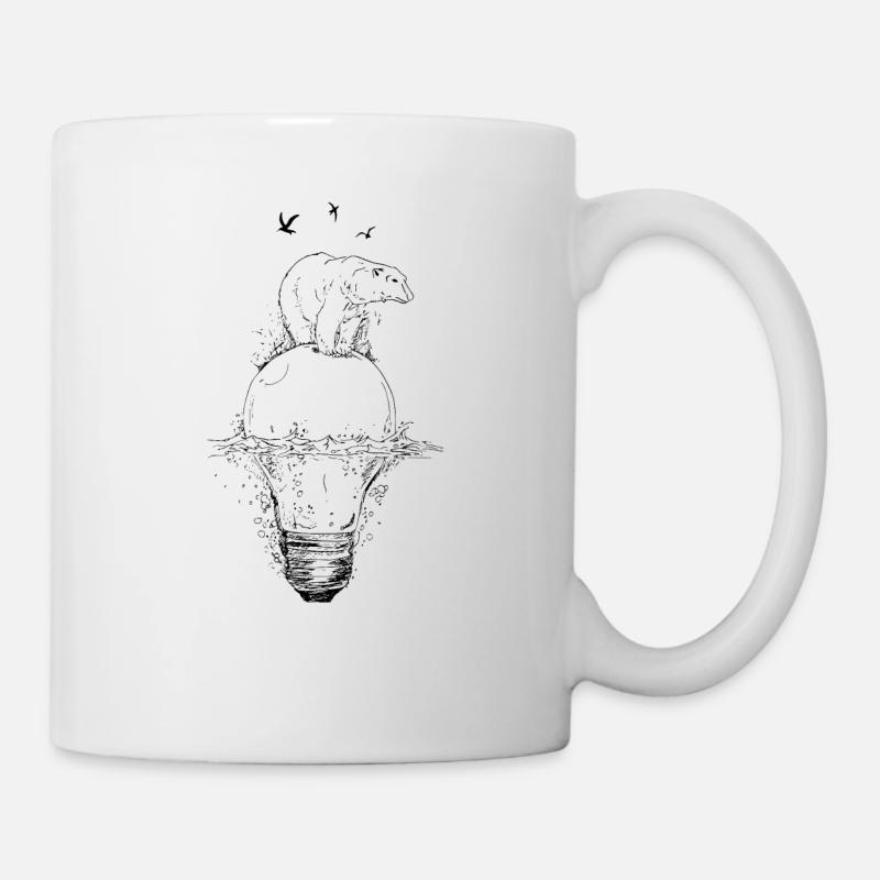 Eisbär auf Glühbirne - Tasse - Weiß